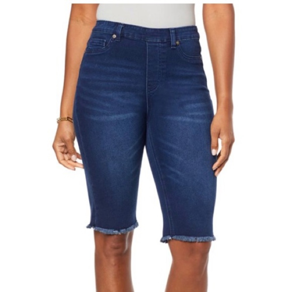 DG2 by Diane Gilman, Size XL, Virtual Stretch, 3-Ways-to-Wear Bermuda, Indigo